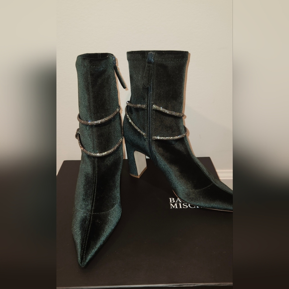 Badgley Mischka Emerald Green Velvet Heeled Boots